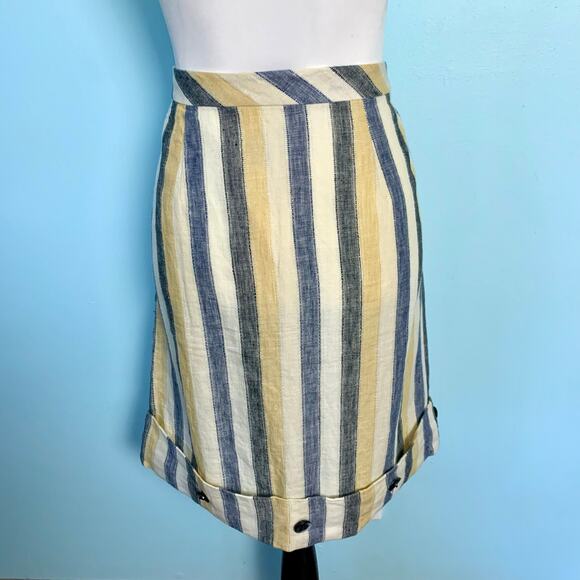 Anthropologie Edme & Esyllte Striped Linen Skirt Size 4 - Picture 4 of 9